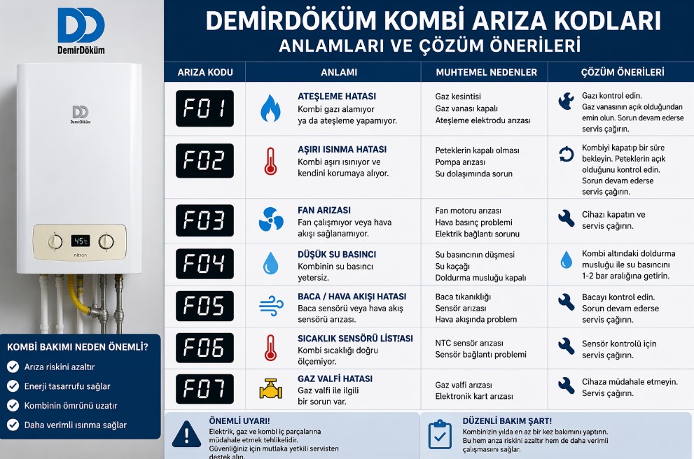 Demirdöküm Arıza Kodları